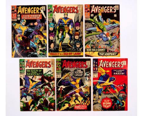 Avengers (1966) 29-32, 34, 35. Tanned interior covers, cream/light tan pages. # 34 [gd], balance [vg-/vg+] (6). No Reserve