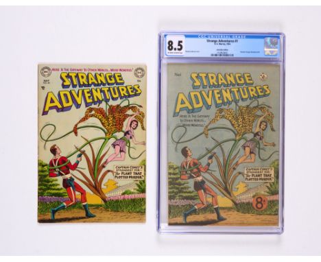 Strange Adventures 1 (1954 K. G. Murray Oz reprint). CGC 8.5. Off-white/white pages. With Strange Adventures #44 (1954 DC Com