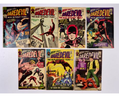 Daredevil (1965-66) 7-10, 12, 14, 15. Tanned interior covers, light tan pages. # 7 [gd], balance [vg-/vg] (7). No Reserve