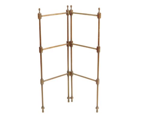 A William IV mahogany clothes horse by Gillows of Lancaster, with turned finials and block and column supports, with a brass 