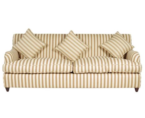 A 'Roma' sofa designed by Paolo Moschino for Nicholas Haslam, upholstered in striped fabric on square tapering legs, modern, 