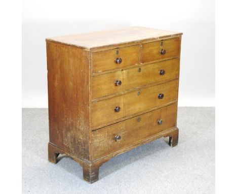 A George III painted pine chest, on bracket feet, 108cm