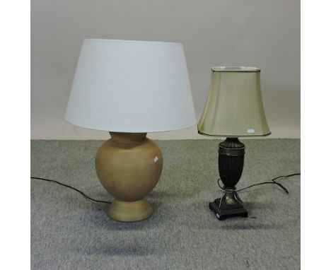 A table lamp, together with another, tallest 69cm overall