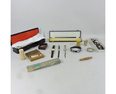 A collection of items, to include jewellery, wristwatches and other items, to include two pairs of 9 carat gold cufflinks, pl