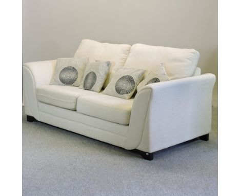 A modern cream upholstered sofa, 204cm