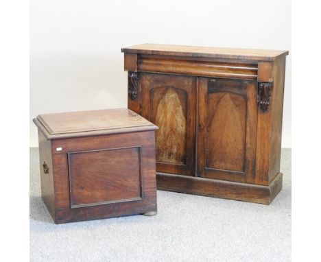 A Victorian mahogany chiffonier, together with a reproduction mahogany canterbury and a box commode