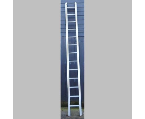 An extending aluminium ladder, 350cm