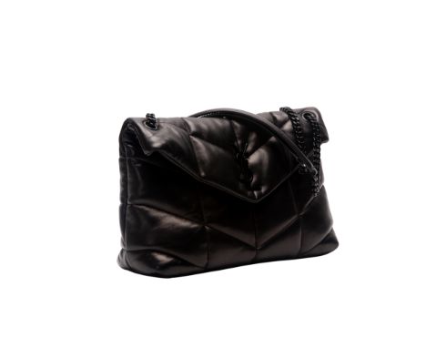 AN YVES SAINT LAURENT LOULOU QUILTED LEATHER SHOULDER BAG Quilted black leather with black hardware, with care instructions a