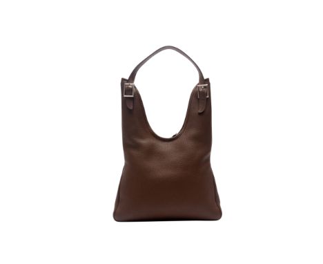 AN HERMES MASSAI PM LEATHER HANDBAG Coffee with palladium hardware Hermes Approximately 42cm high x 33cm wide Condition: Cond