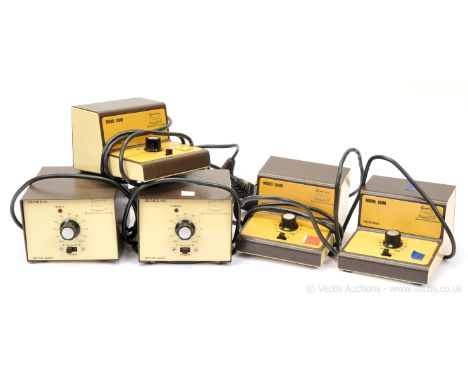 Gaugemaster group of transformer controllers consisting of 10 LGB Series 100 and 3 x model 100 M. Removed from the layout, al