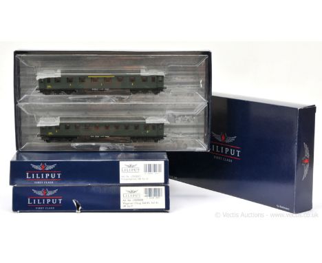 Liliput HO Scale group of Continental Outline Passenger Cars consisting of L35002 3-Car DR Coaches including All 1st and 2 x 