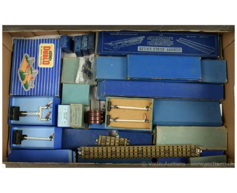 Hornby Dublo track, points, signals &amp; other items. To include boxed track - full, half straights, full curves, railer, te