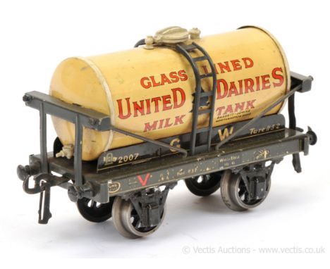 Bassett-Lowke O Gauge GW "United Dairies" Milk Tank Wagon. Overall Good Plus in reproduction box.