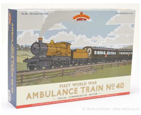 Bachmann OO Gauge Ref 30-325 Limited Edition WW1 Ambulance Train set consisting of a 4-4-0 Loco and Tender GWR brown City Cla