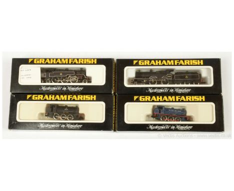 Bachmann N Gauge group of Steam Outline Locomotives consisting of Ref 1655 2-6-4 Tank Loco BR lined black No.80064, Ref 1205 