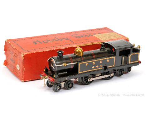Hornby O Gauge Export Argentine 4-4-4 Tank Loco FCCA lined black No.4-4-4, clockwork. Loco with FCCA and 4-4-4 to tank sides,
