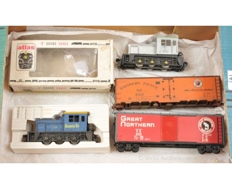 Atlas and other commercial manufacturers O Gauge American Outline Locomotives and Rolling Stock consisting of an Atlas 0-6-0 