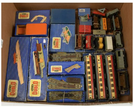 Hornby Dublo track, rolling stock, accessories large group. To include manual &amp; electrically operated points; diamond cro