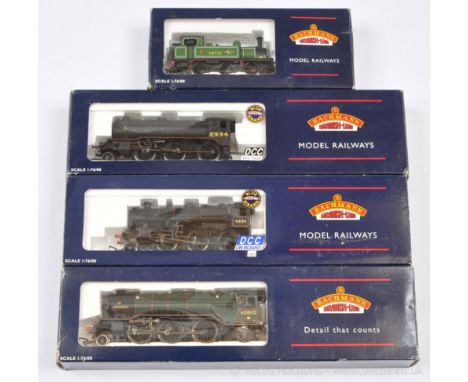 Bachmann group of 4x Steam Locomotives. Comprising 31-056 0-6-0 BR Green Class J72 Tank - Late Crest; 31-550 2-6-2 BR Green C