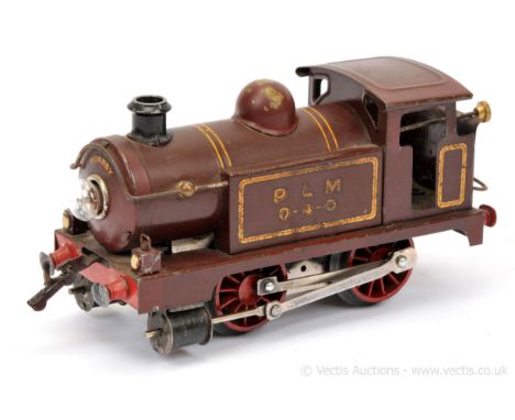 French Hornby O Gauge No.1 0-4-0 Tank Loco PLM maroon No.0-4-0, 3-rail electric. Some fading/wear throughout generally Good.