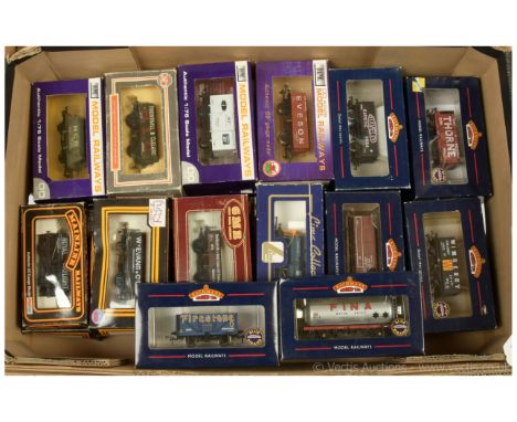 OO Gauge manufacturers group of rolling stock. To include Bachmann 37-082 7x plank open wagon "Firestone Tyres"; Dapol B605 "