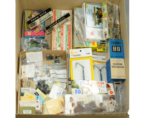 Airfix, Wiad, Modelcraft &amp; others - large group of mainly OO / HO trackside accessories. To include Airfix Country Inn, F