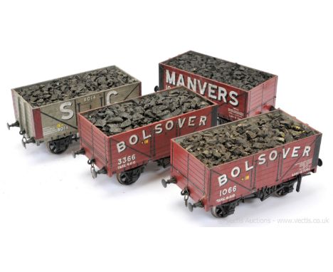 Northern Finescale Gauge 1 10mm scale group of Private Owner Open Wagons consisting of "Manvers", "Bolsover" x 2 and "SC". So