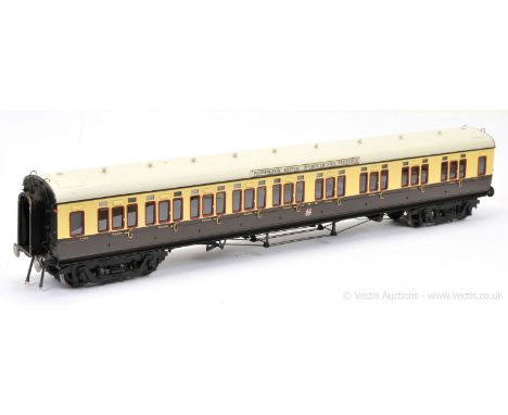 Custom Carriages Gauge 1 1/32nd scale GWR 1st / 3rd 9-Compartment Side Corridor Coach No.7763. Detail includes internal compa