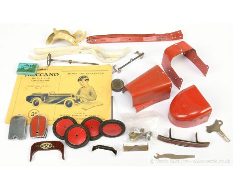 Meccano No.2 Constructor Parts consisting of mudguards and running boards, front bumper, grille, headlights, rear mudguards, 