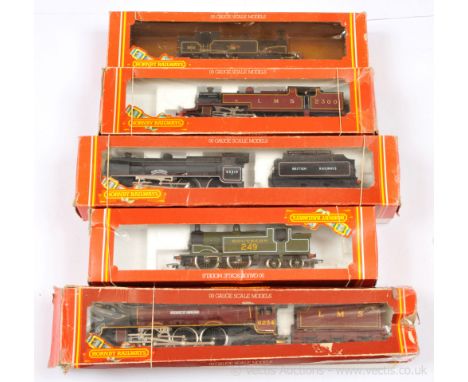 Hornby Railways group of 5x Steam Locomotives. Comprising R055 2-6-4 LMS Class 4P Tank; R103 0-4-4T SR Green Class M7 Tank; R