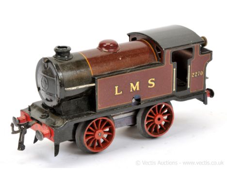 Hornby O Gauge Pre-war M3 0-4-0 Tank Loco LMS maroon No.2270, clockwork.  Overall Excellent.