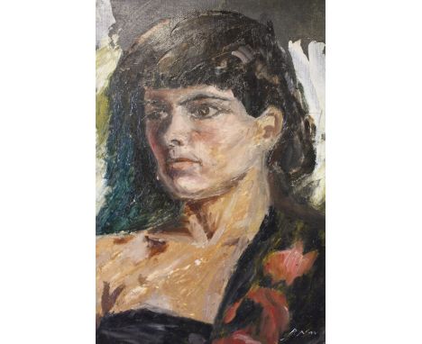 PHILIP NAVIASKY (18944-1982). Impressionist head and shoulder portrait study of a young woman, signed lower right, oil on boa