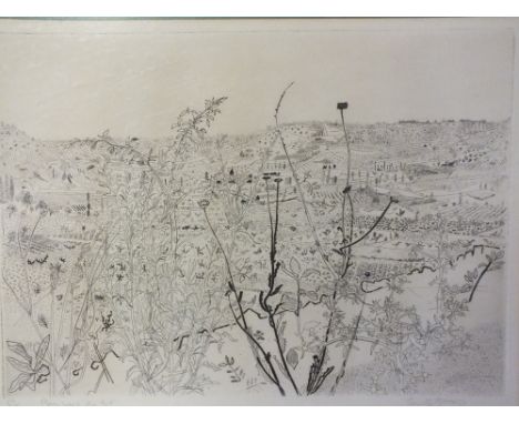 ANTHONY GROSS (1905-1984). Extensive French rolling landscape with buildings 'Paysage du lot', signed in pencil lower right, 