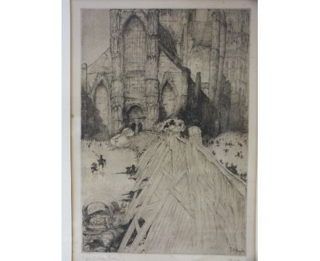 JULES DE BRUCKYER (1870-1945). 'The Church of St. Nichols Gand', inscribed, signed in pencil lower right, etching on paper, f