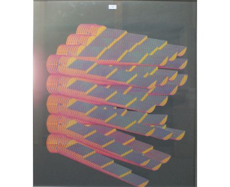MIROSLAV SUTEJ (1936-2005). An op art composition, unsigned, mobile coloured lithograph on pieces of card, 83 x 95 cm