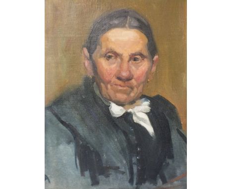 SYLVIA ST GEORGE (Exh. 1905-1940). Head and shoulder study portrait study 'A Woman in Munich' see verso, unsigned, oil on can