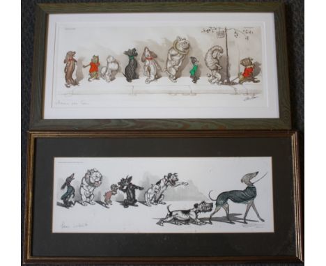 BORIS O'KLEIN (1887-1983). French school, two comical dog studies, both inscribed in pencil, both signed in pencil lower righ