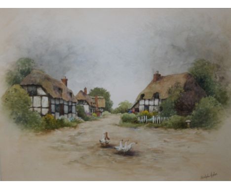 CHRISTOPHER HUGHES (1955). Country village scene, signed lower right, watercolour, gilt framed and glazed, 25.5 x 33.5 cmNote