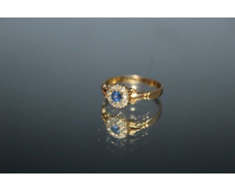 A VINTAGE SAPPHIRE AND DIAMOND RING, hallmarks indistinct, ring size P 1/2