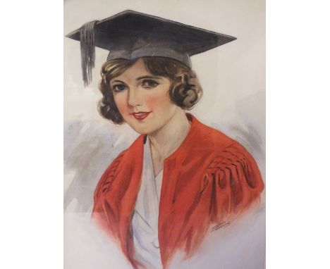 GREGOR McGREGOR (XX). Scottish school, portrait study of a young student on graduation day, signed mid to lower right, waterc