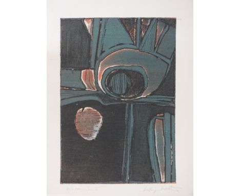 ISLWYN WATKINS (XX). Welsh school, abstract composition, signed in pencil lower right, coloured lithograph on paper, unframed