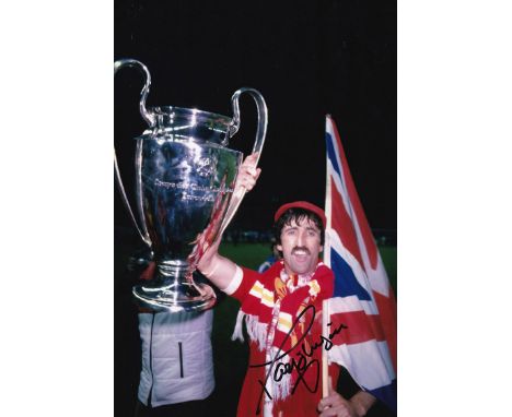 Autographed DAVID JOHNSON 12 x 8 Photo : Col, depicting a superb image showing DAVID JOHNSON celebrating with the European Cu