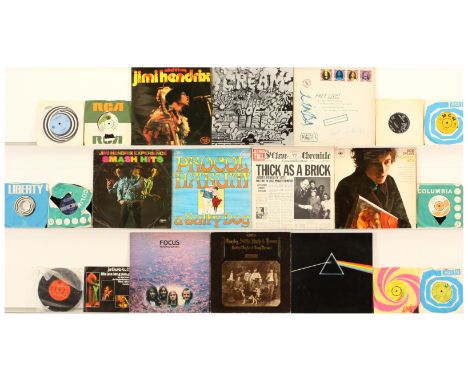 Mixed 1960's &amp; 1970's Rock LPs and 7" Singles. Includes artists Cream, Bob Dylan and Pink Floyd. Overall condition: Very 