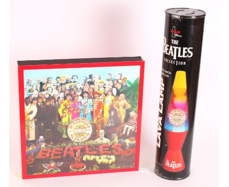 The Beatles Sgt Pepper CD Box Set &amp; Lava Lamp. Contains: CDs x 6 - remastered studio, album, out takes and promotional fi