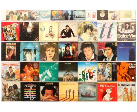 1970's Pop LPs and 7" Singles. Includes artists David Essex, ABBA, Staying Alive OST and Bond Movie Themes. Overall condition