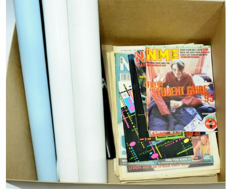 NME (New Musical Express) from 1990s and posters. Includes 17 issues of NME from October 1993 until April 2000. Covers includ