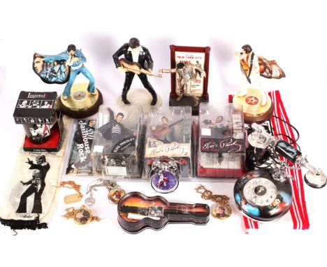 Elvis Presley Telephone, Figures, Watches and A Mug. Includes: 4 McFarlane Toys display figures of Elvis (3 of which are seal