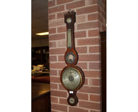 A GEORGIAN MAHOGANY ANEROID BAROMETER A/F