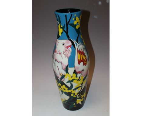 A LARGE MOORCROFT LIMITED EDITION PARRACHETTE VASE NUMBER 69 OF 75 