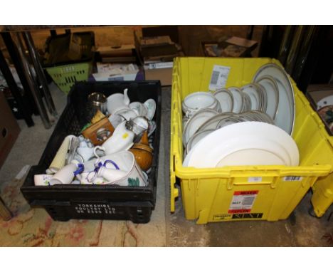 A LARGE QUANTITY OF WILKINSON DINNERWARE ETC AND A TRAY OF ASSORTED CERAMICS